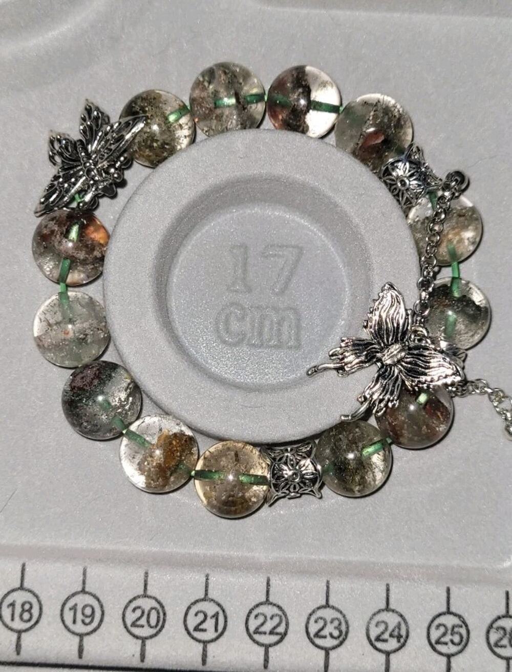 Garden Quartz Bracelet 13.2mm With Butterfly Charms